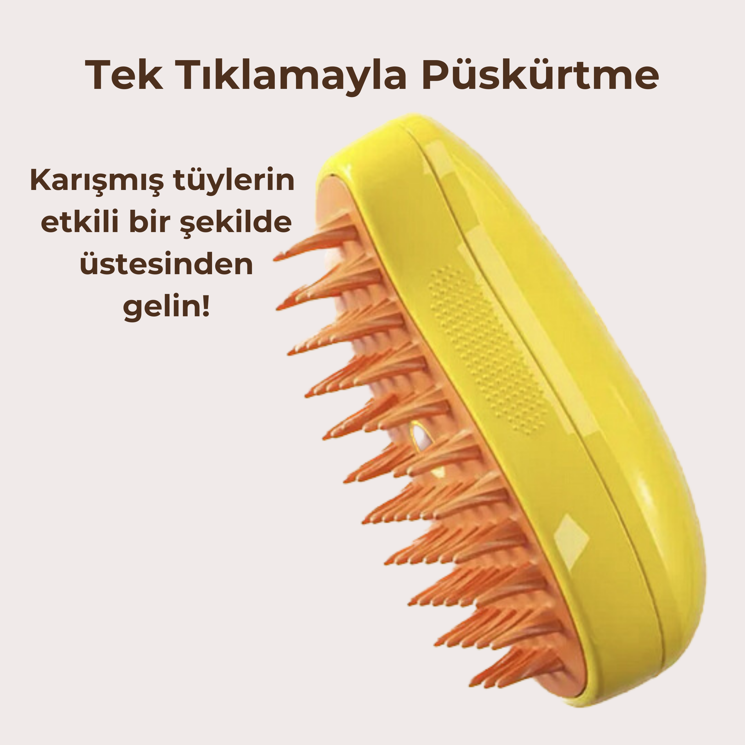 PatiKöşk™ USB Şarjlı 3'ü 1 Arada Buharlı Evcil Hayvan Bakım Fırçası (Tüy Alma, Temizleme ve Masaj Fonksiyonu)